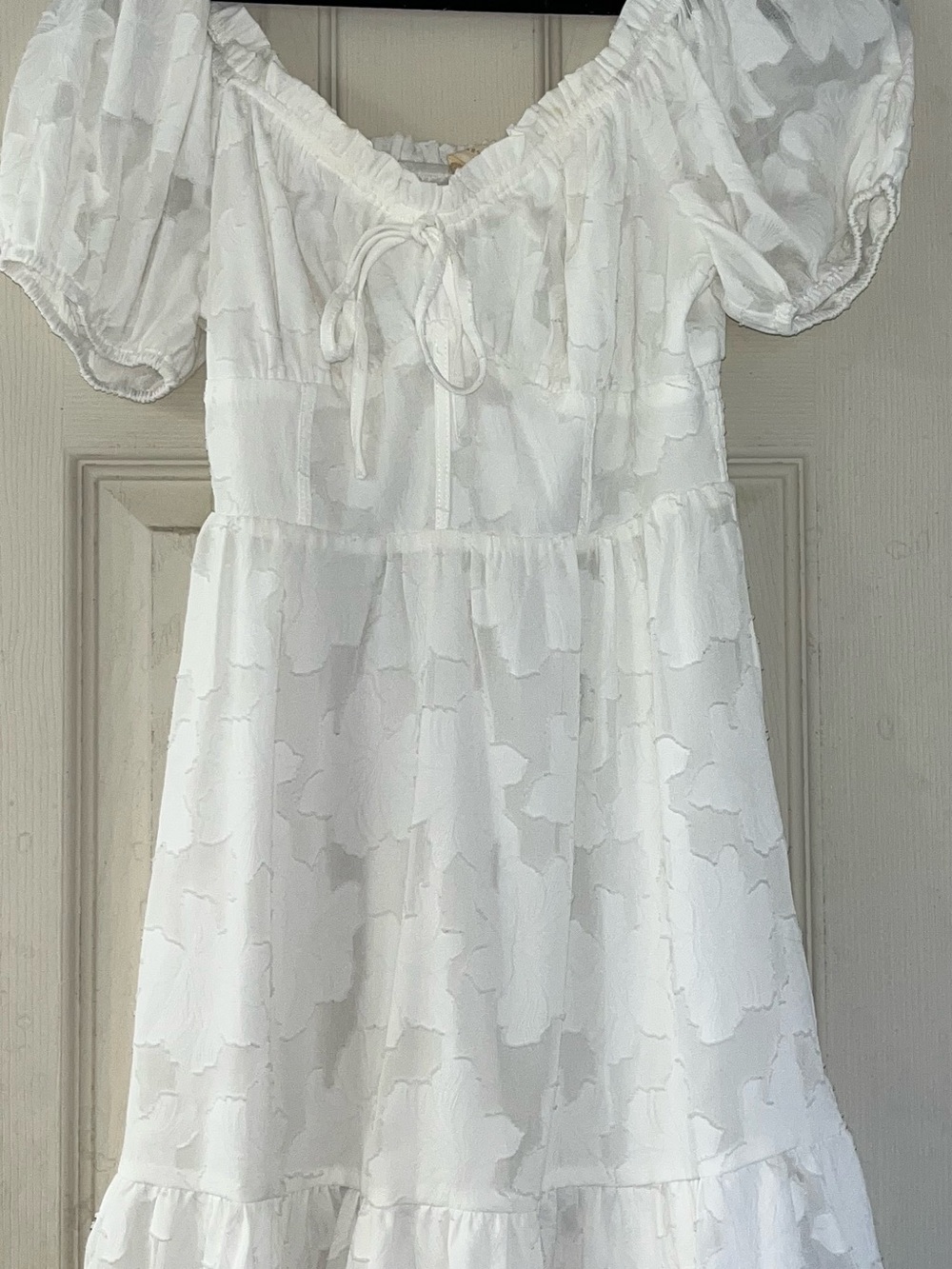 Altar'd State White Textured Off-Shoulder Midi Dress